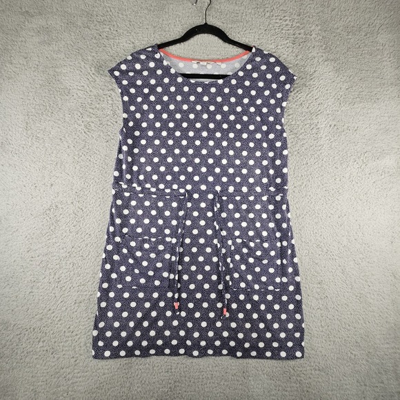 Boden Dress Size M Blue Polkadot Tassel Pockets Beachy Coastal Vacation‎ Resort - Picture 2 of 14